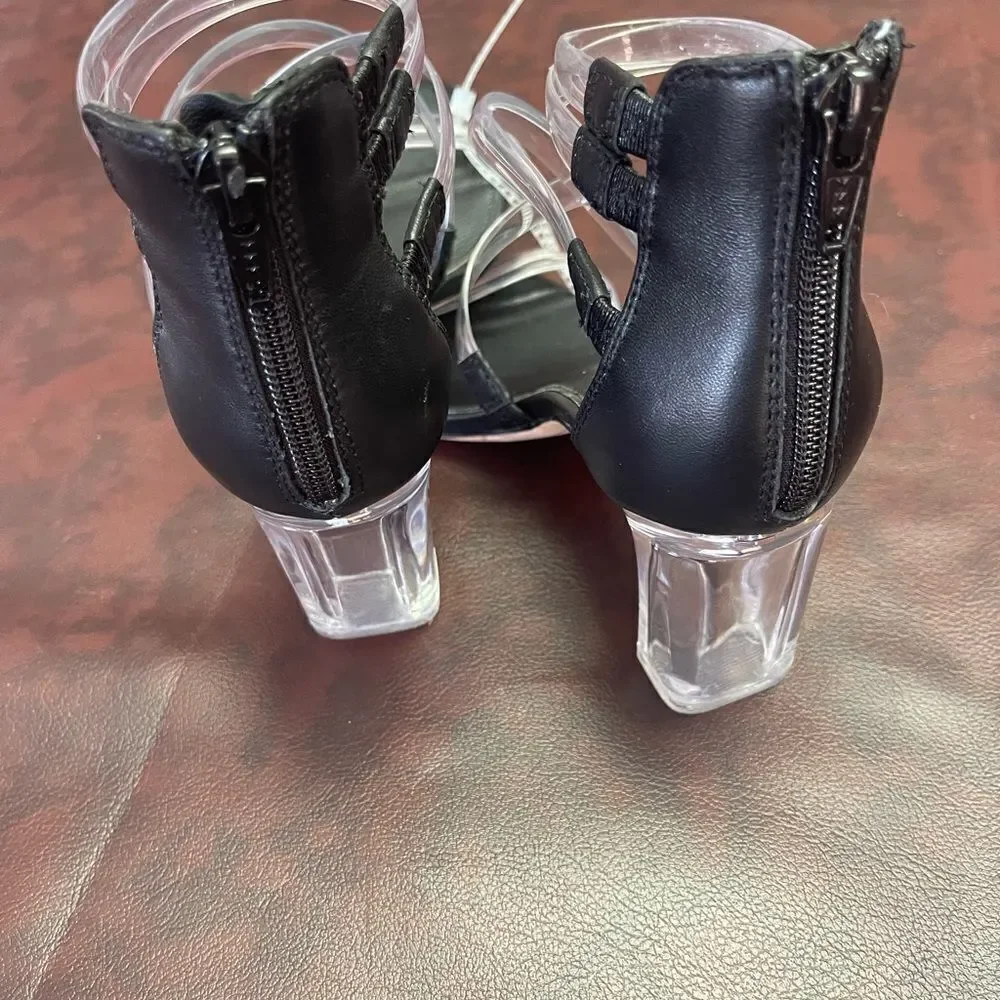 Deltan clear and‎ black heels new without tags, size 6.5